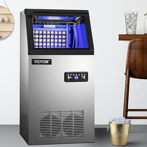 Miniatura 8 de VEVOR Máquina de hielo comercial, máquina de hielo debajo del mostrador de 90 libras24 horas con capacidad de almacenamiento de 22 libras, placa de
