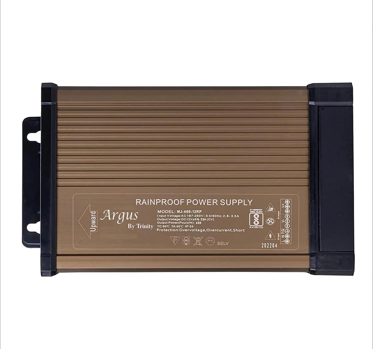 Argus by Trinity, 12V DC Switching Rainproof Power Supply, SMPS, 6 Month Warranty Product for LED Strip, 3D Printer, Computer & DIY Project. (12V-400 Watt Rainproof)