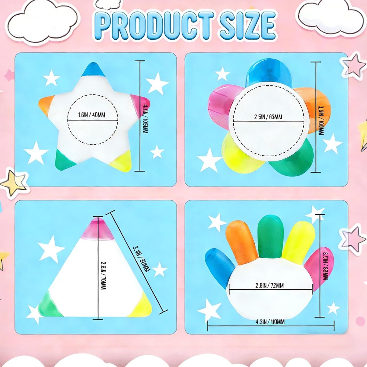 10-100Pcs Custom Flower Highlighters Assorted Colors with Text Logo Personalized Multi Colored Flower Highlighters Bulk for School Office Business Customized Promotion Items