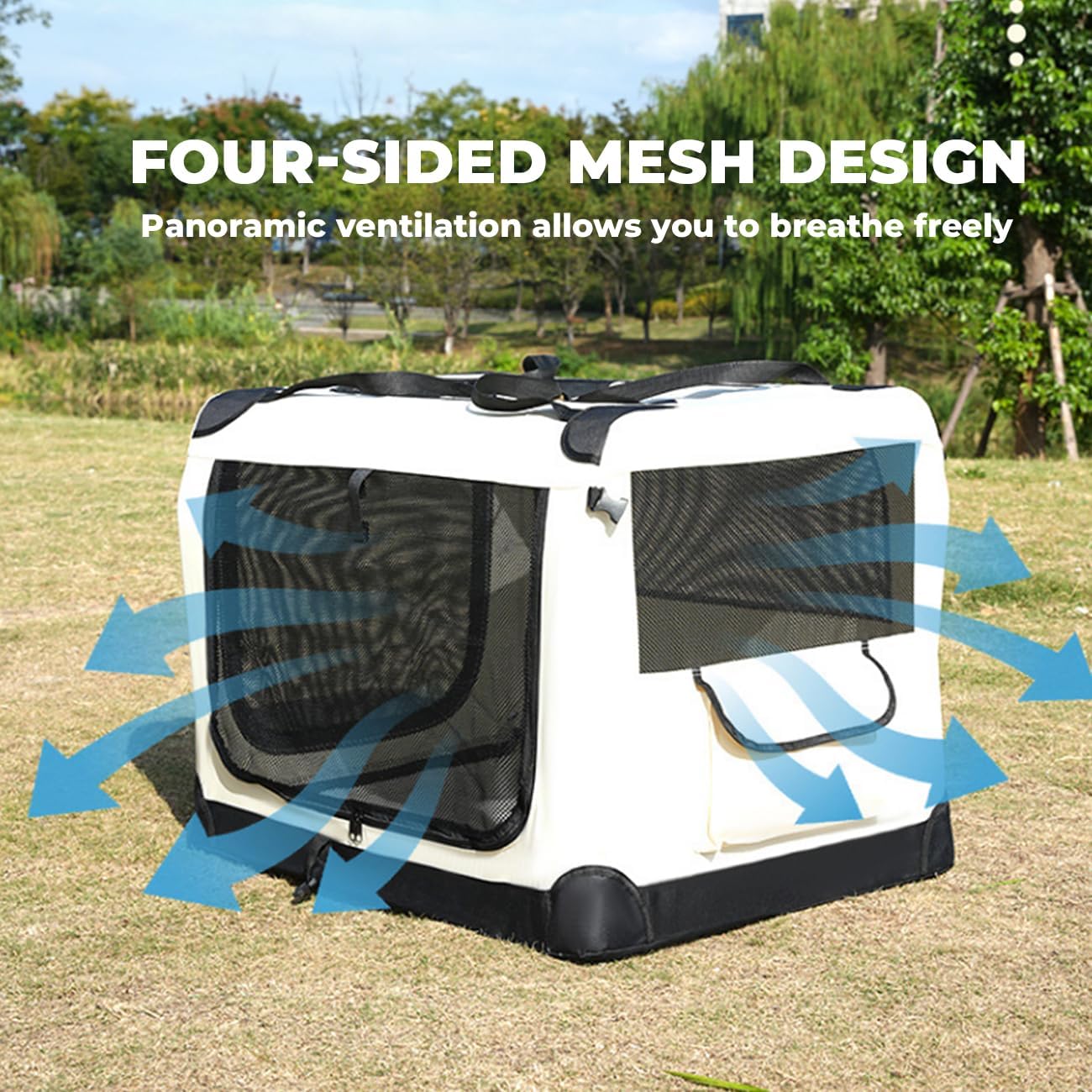 Dog Travel Kennel Portable Dog Crate Bag with Soft Warm Blanket Collapsible Lightweight Dog Cage for Large Cats Small Dogs (Black, 23.6x16.5x16.5)