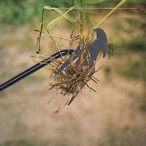 Miniatura 3 de Herramienta de extracción de malas hierbas, herramienta portátil para deshierbar de raíces, 4 dientes de acero al manganeso forjado para