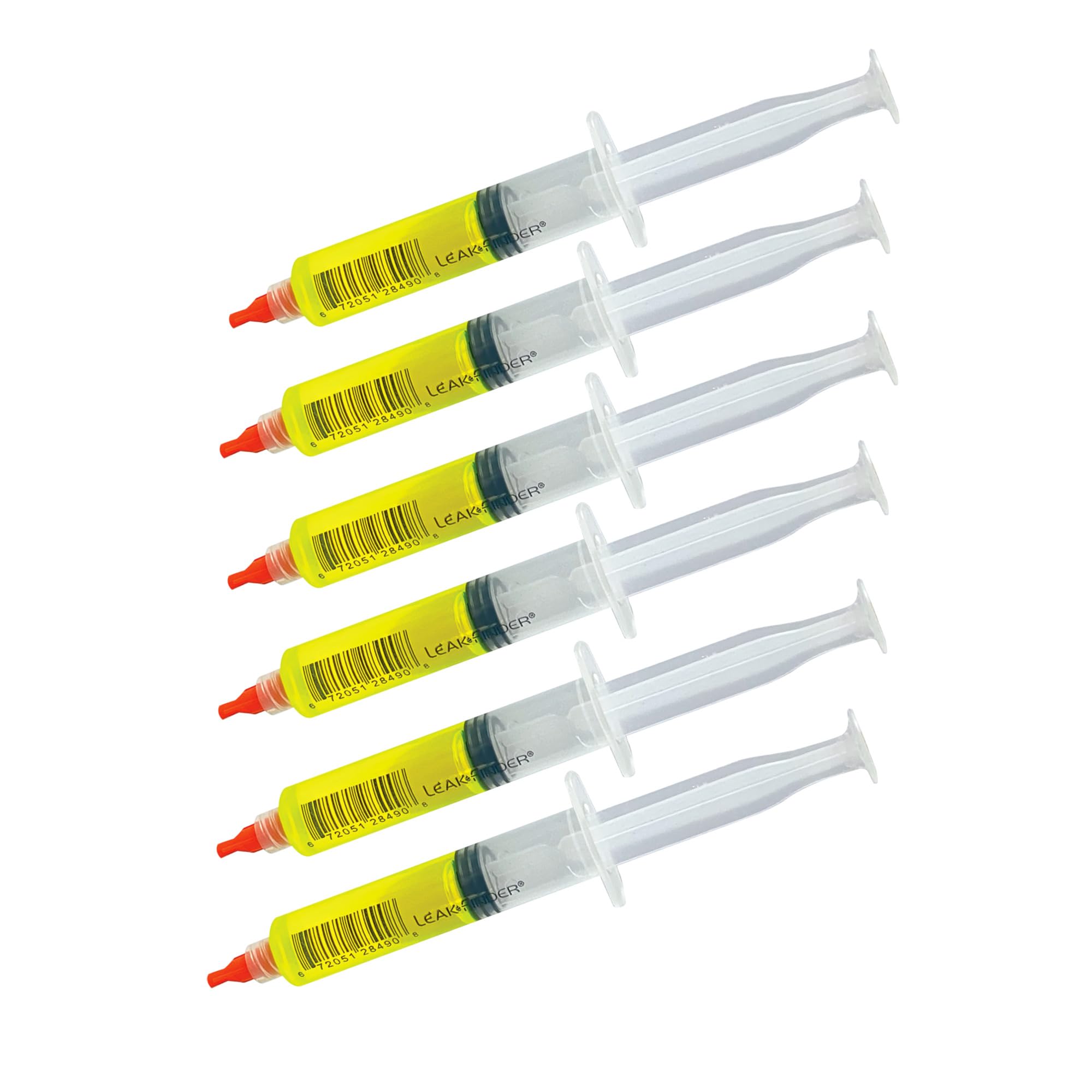 LF060 SOLO-SHOT Single-use Air Conditioner Refrigerant Leak Detection Syringe Kit - (6) Pre-filled Ultraviolet Fluorescent Universal AC Dye Syringes, Made in USA