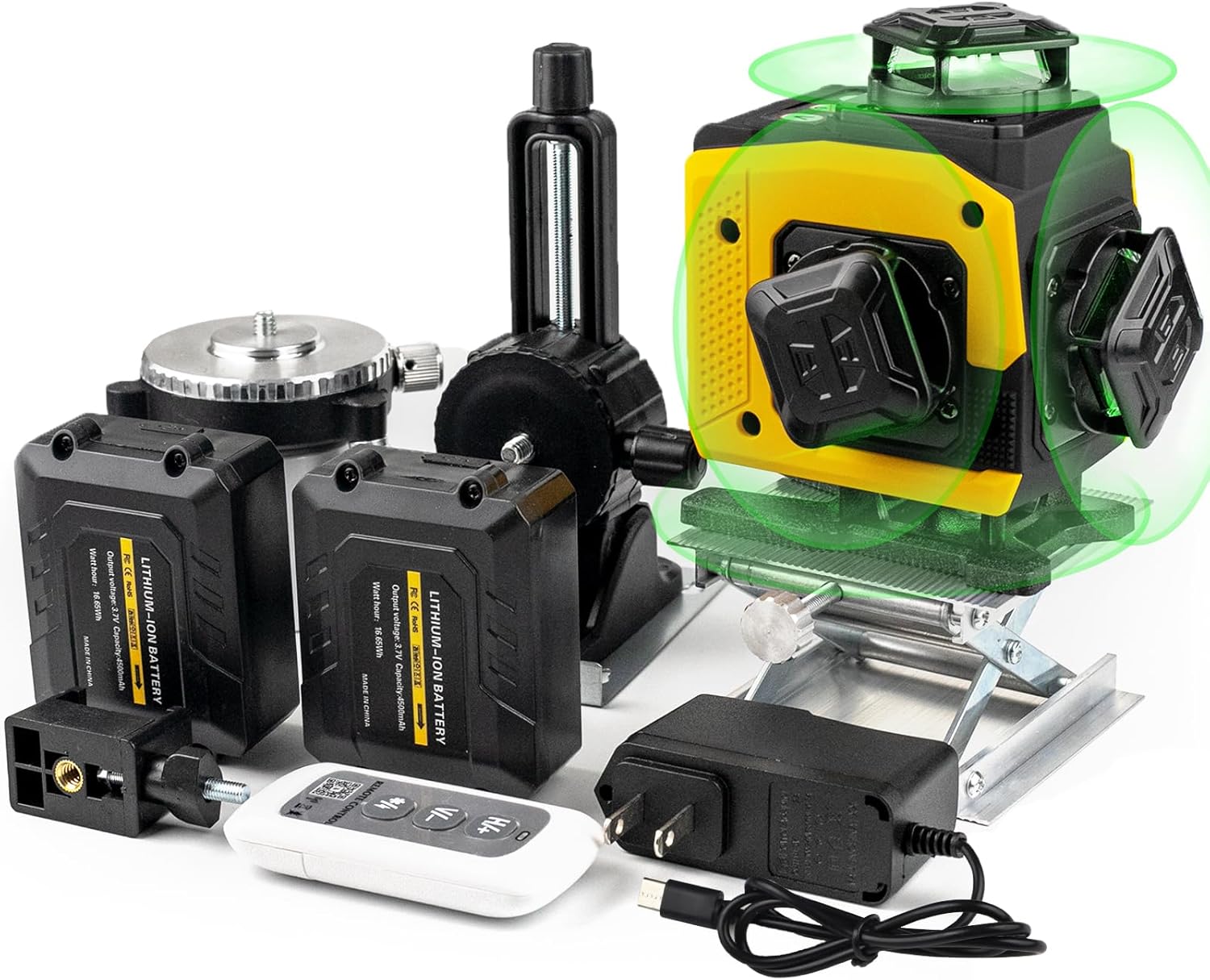 Laser Level 360 Self Leveling,4×360° Whole-Room Cross-Line Green Beam Nivel Laser with Battery Digital Display & Rotatable Window for Picture Hanging,Tile,Ceiling,Carpentry Installation and Renovation