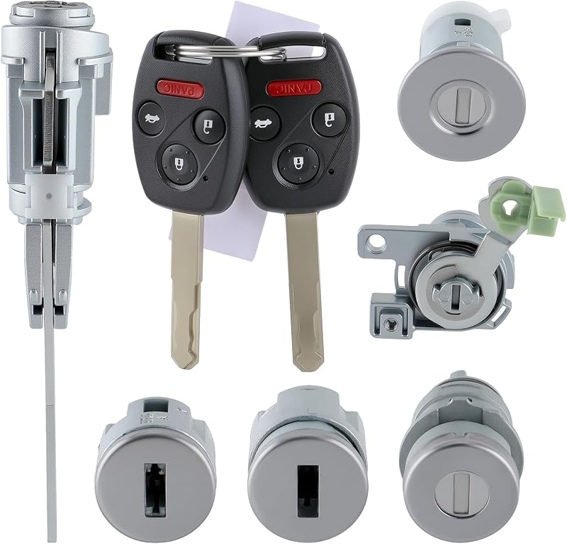 Kit de cilindros de fechadura e ignição AUTOKAY para Honda Accord LX e EX 2003 a 2007 – Conjunto com 8 peças