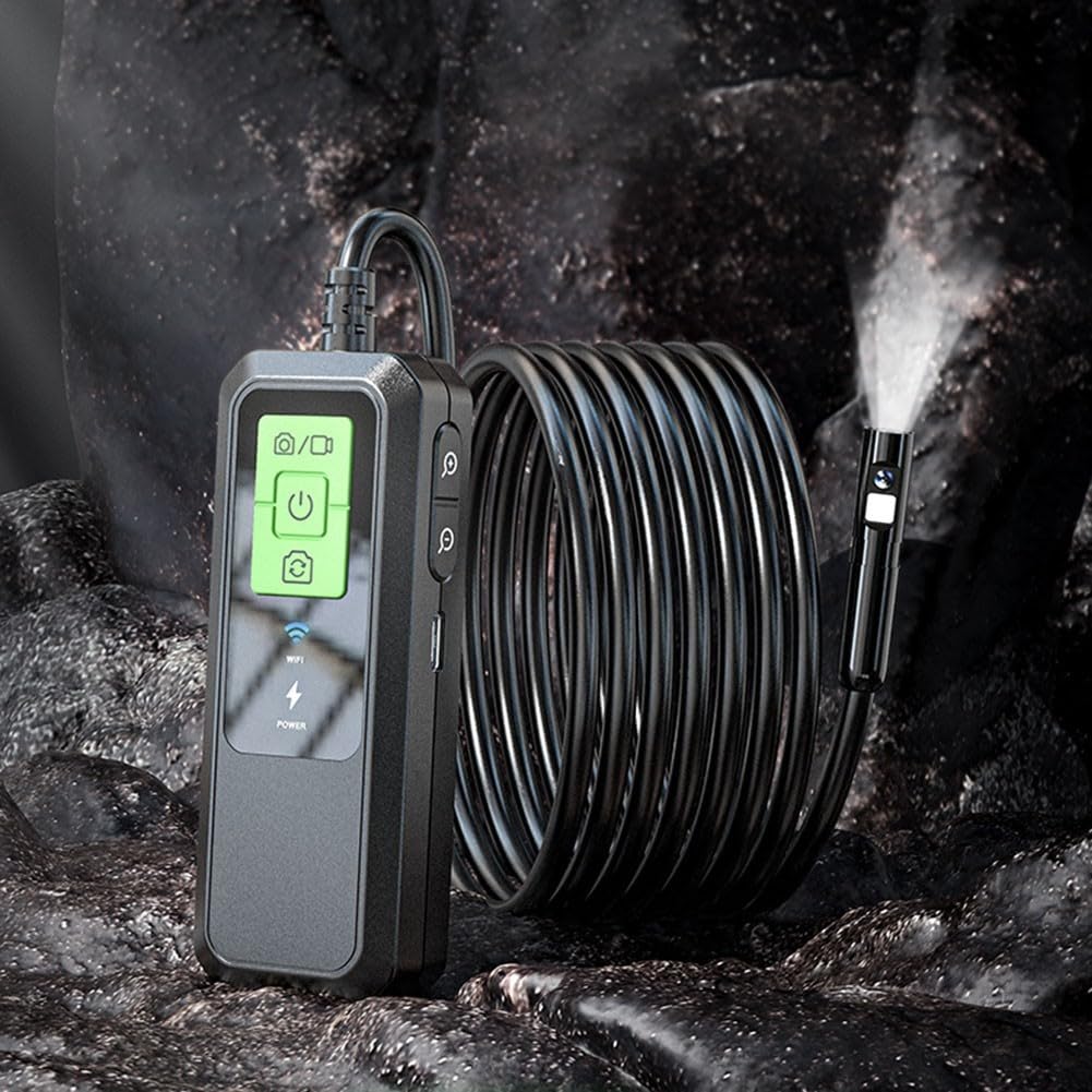 Zoegneer Industrielles Endoskop mit 8 mm Dual-Objektiv, 5 MP HD-Kamera, IP67 wasserdichtes Kabel, 850 mAh Akku, Typ C, Aufladen für Rohrinspektion, 1 m