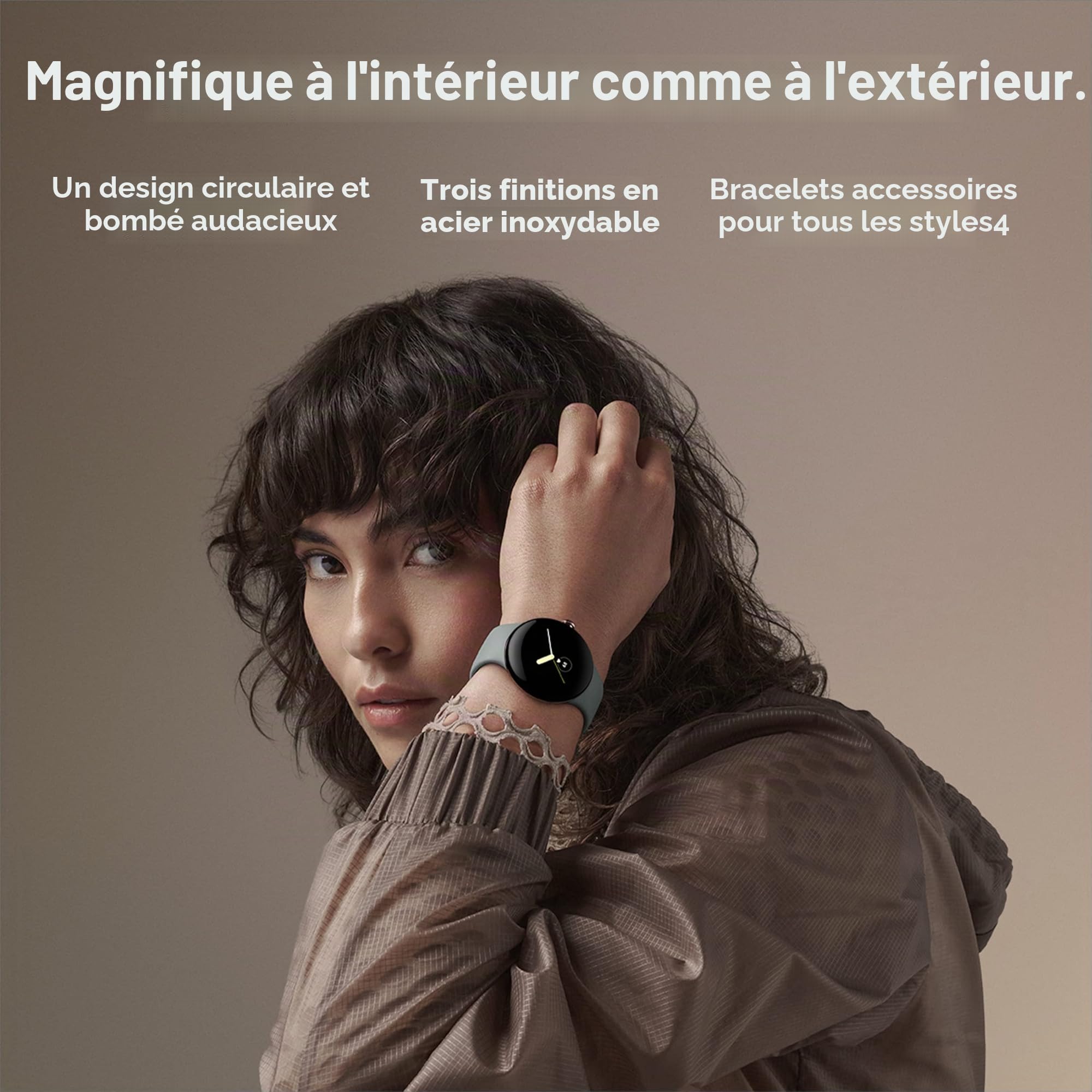 Google Pixel Watch 1ère génération – Montre intelligente Android avec suivi d'activité Fitbit – Montre de suivi de la fréquence cardiaque – Boîtier en acier inoxydable noir mat avec bracelet actif en
