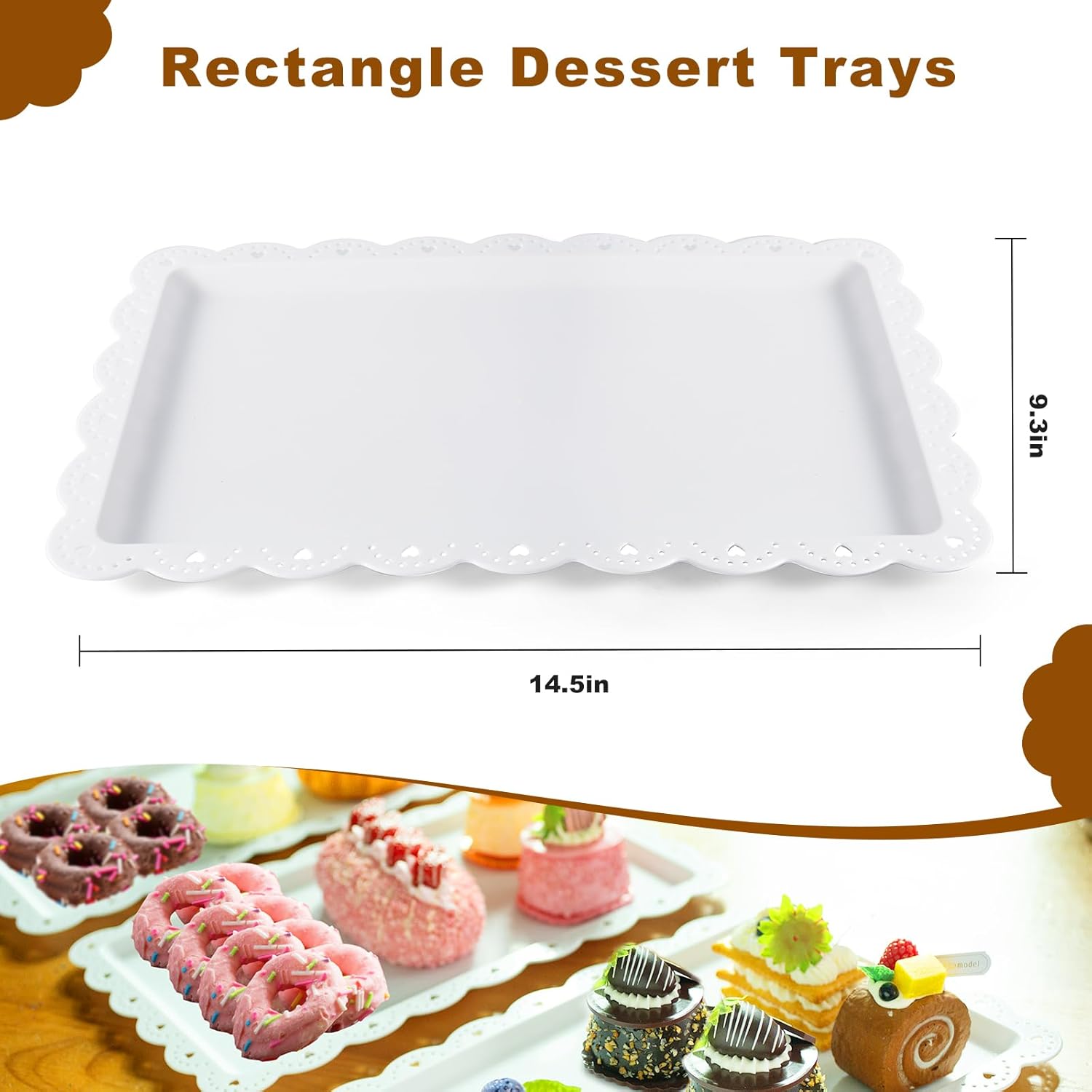 10 Pack Dessert Table Display Set, 4 Sets 3 Tier Cupcake Stand, 6 Pcs Food Serving Trays, Tiered White Plastic Cup Cake Tower for Birthday Baby Shower Wedding and Tea Party Supplies (10, Large) - Image 4