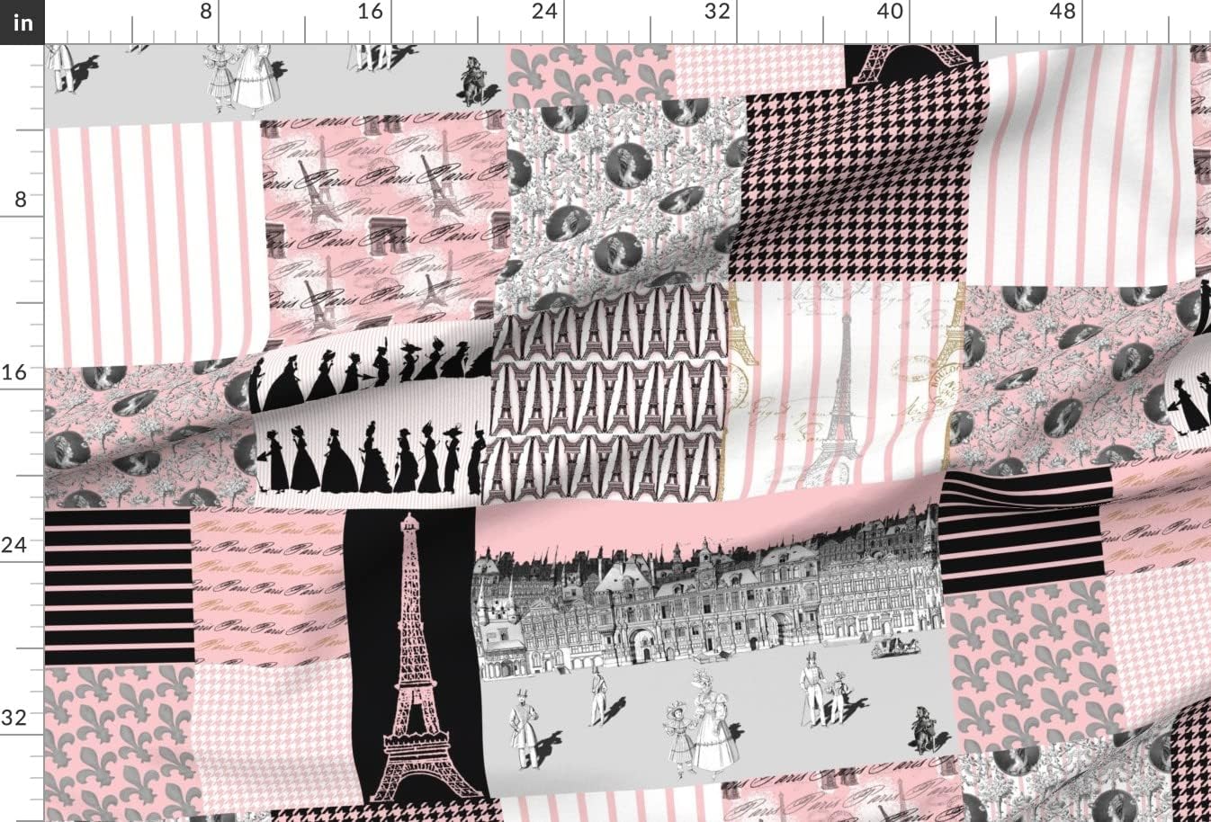 Spoonflower Fabric - Pink Paris French France Eiffel Tower Tour Fleur Fashion Dauphine Printed on Minky Fabric by The Yard - Sewing Baby Blankets Quilt Backing Plush