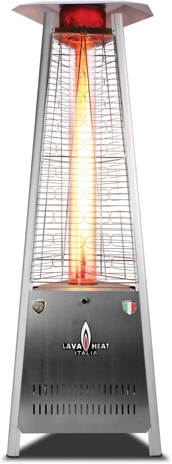Lava CAPRI A-LINE 42000 BTU Portable Propane Pyramid Patio Heater - 4.75 Inch Glass Tube - 304 Stainless Steel - Triple Protection System - Safety Tilt Switch - 36 Sq. Ft. Heat Range - Heritage Bronze