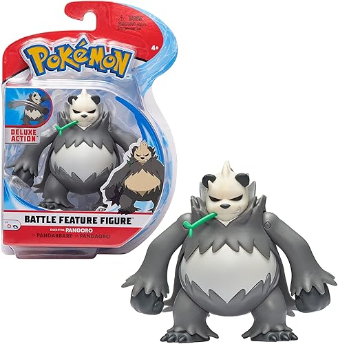 Pokémon - Característica de batalla - Pandarbare (Pangoro) - Figura Pandarbarian articulada de 4.7 in con función de patada - Puño de hierro