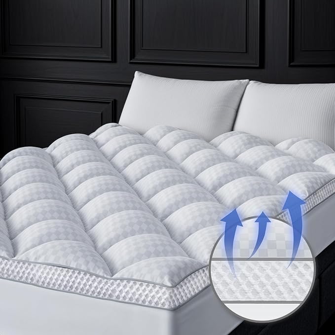 3 Inch Ultra-Fluffy Memory Foam Mattress Topper Full for Back Pain, Extra Soft Pillow Top Full Mattress Topper with 4X Support, Mattress Pad with Breathable Air Mesh Sides, 6-21'' Deep Pocket