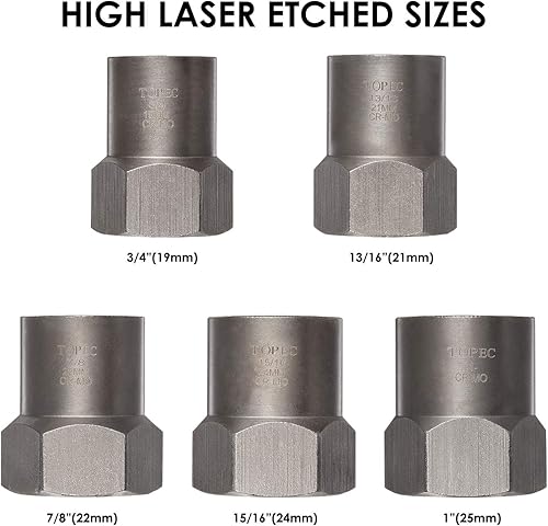 Miniatura 9 de Topec Juego de extractor de tuercas y pernos de impacto de 13+1 pieza, juego de dados extractores de pernos de 3/8 pulgadas, removedor de tuercas 13