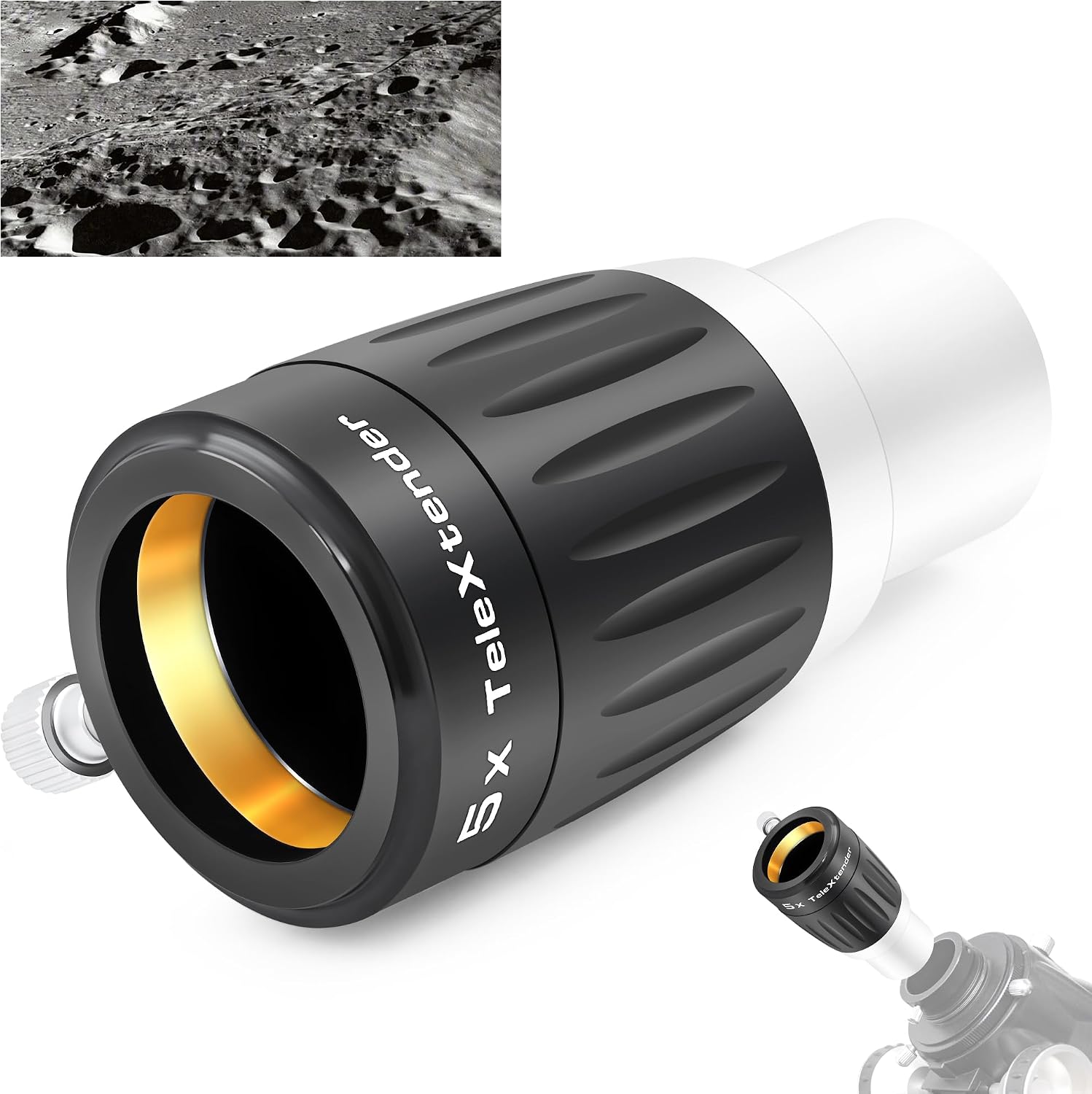 Astromania Deluxe Barlow Lens 5x for Telescope 1.25 Inch, 4-Elements Multi-Coated Metal Telescope TeleXtender Barlow Lens, Premium Apochromatic Lense Telescope Accessories for Astronomical Observation