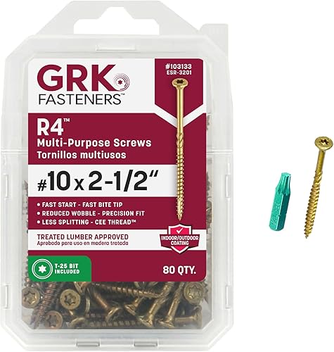 GRK 103133#10 x TORNILLOS MULTIUSOS R4™ de 2-1/2" 80 unidades