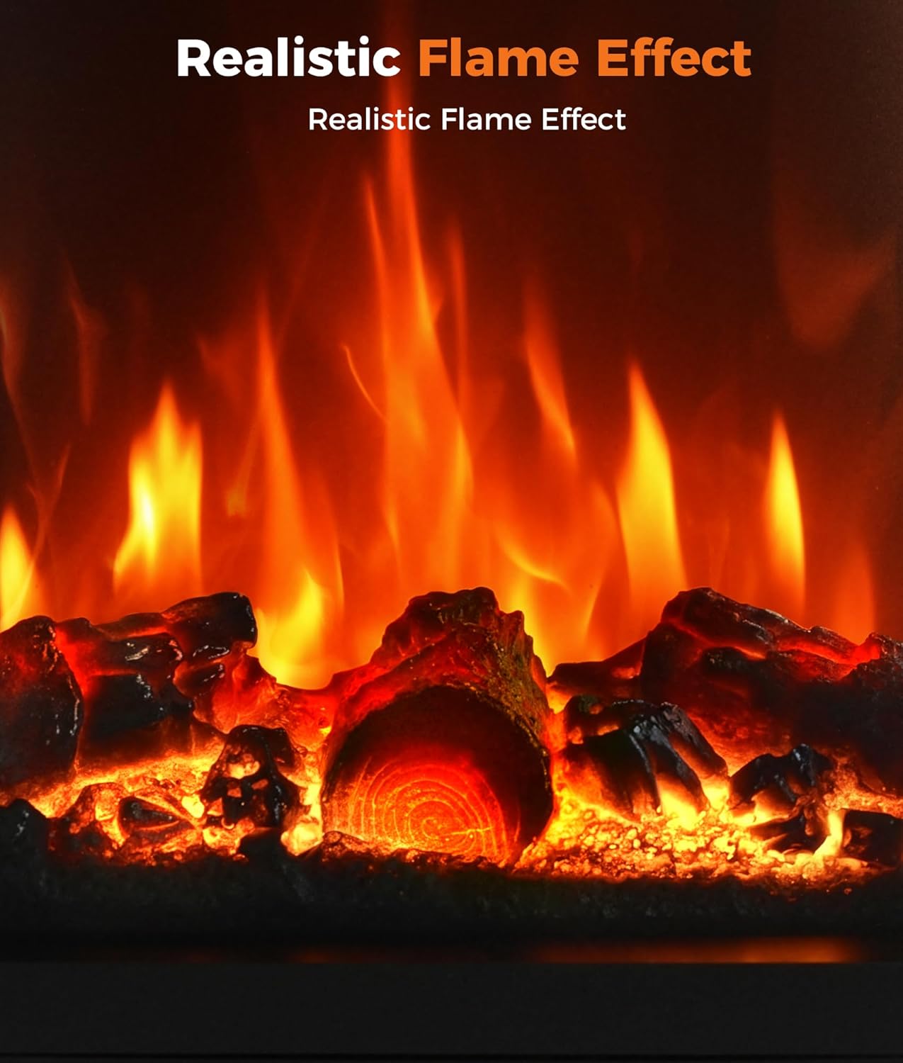 Electric Fireplace Stove Heater - Freestanding Fireplace Heater for Indoor Use with Realistic 3D Flame, Adjustable Thermostat & Remote, Quiet, Timer for Living Room and Bedroom