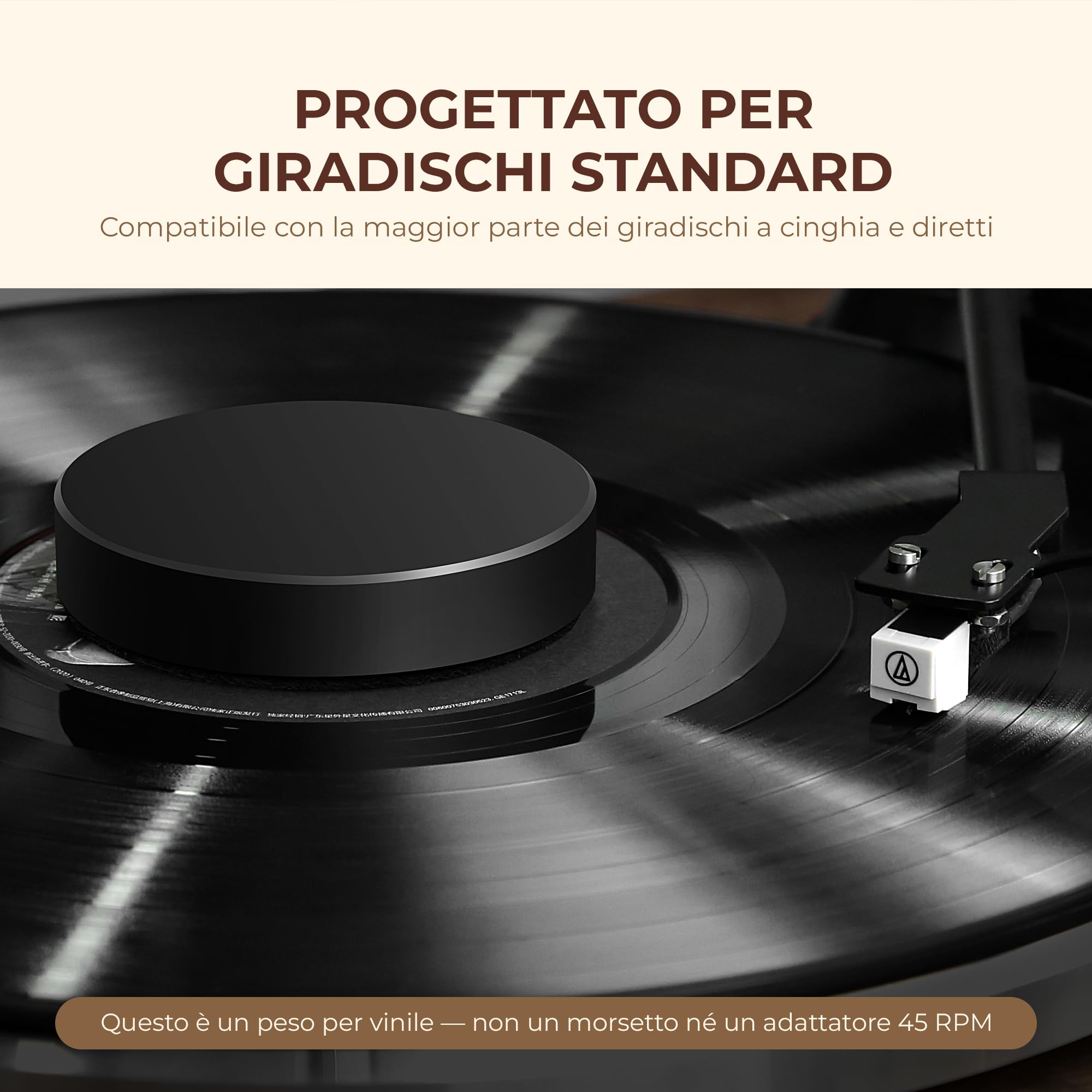QLEARSOUL Peso per vinile 200 g（±5 g） per giradischi – Peso equilibrato in alluminio con base in feltro, riduce le vibrazioni e migliora la stabilità del disco