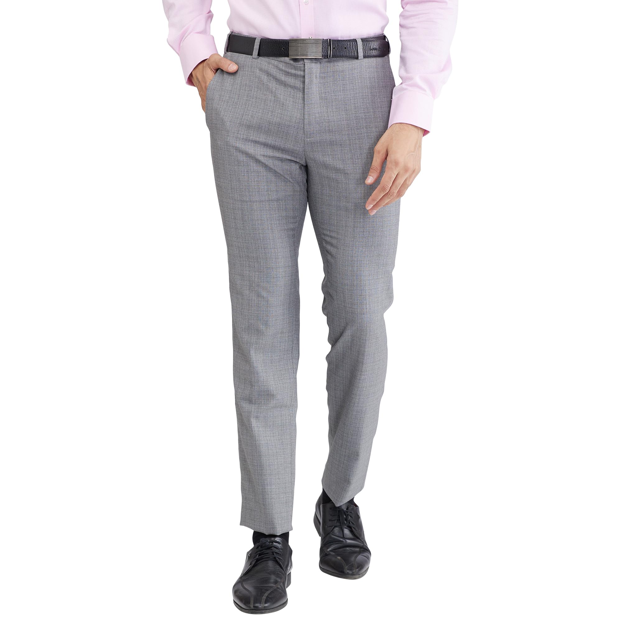 raymond Men's Slim Fit Checks Pattern Poly Viscose Blend Flat Front Formal Trouser-picture-21