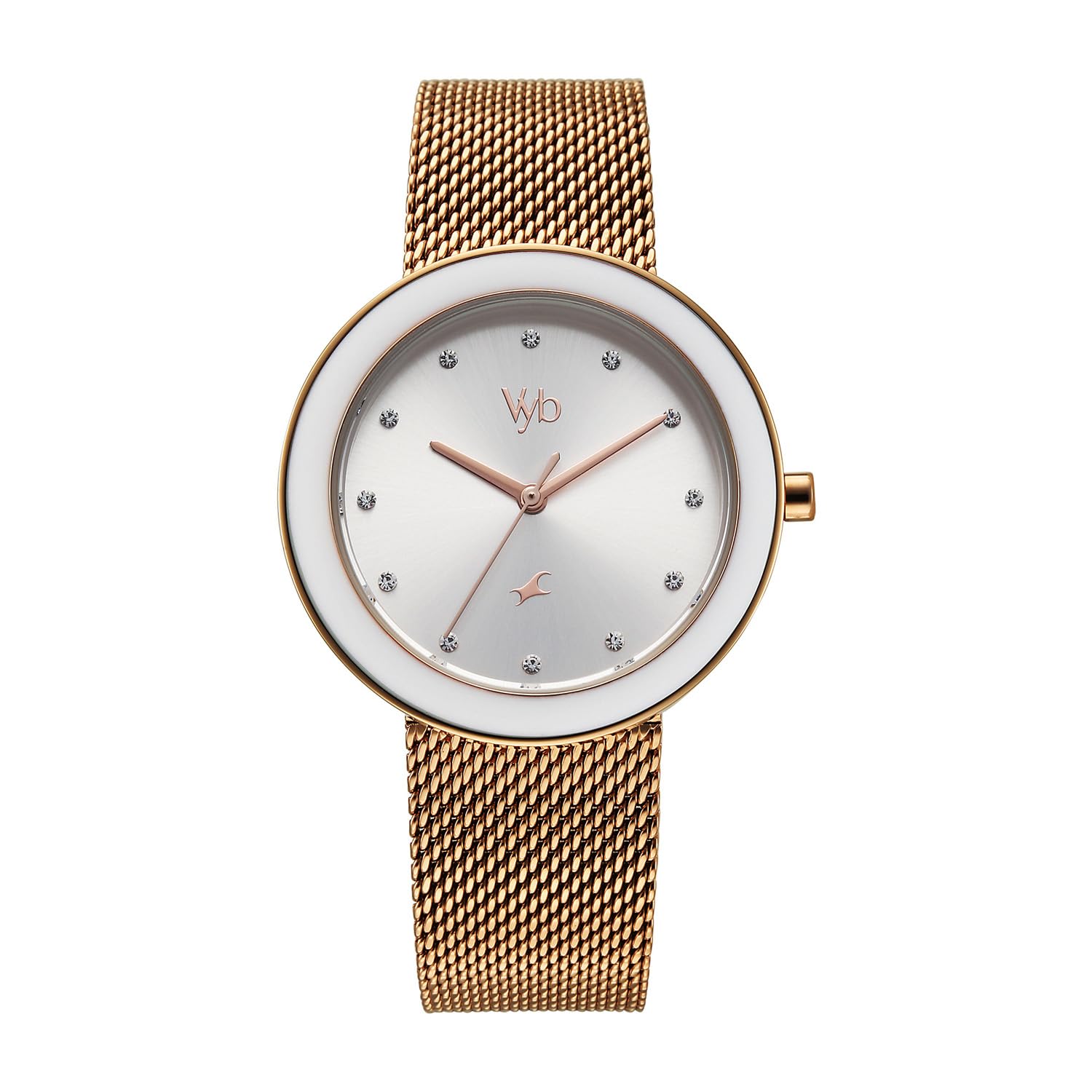 Fastrack Vyb Lumina Quartz Analog Silver Dial Rose Gold Watch - Image 1