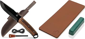 BeaverCraft BSH4F Bushcraft Knife LS2P1 Stropping Leather Strop for Knife Sharpening Strop