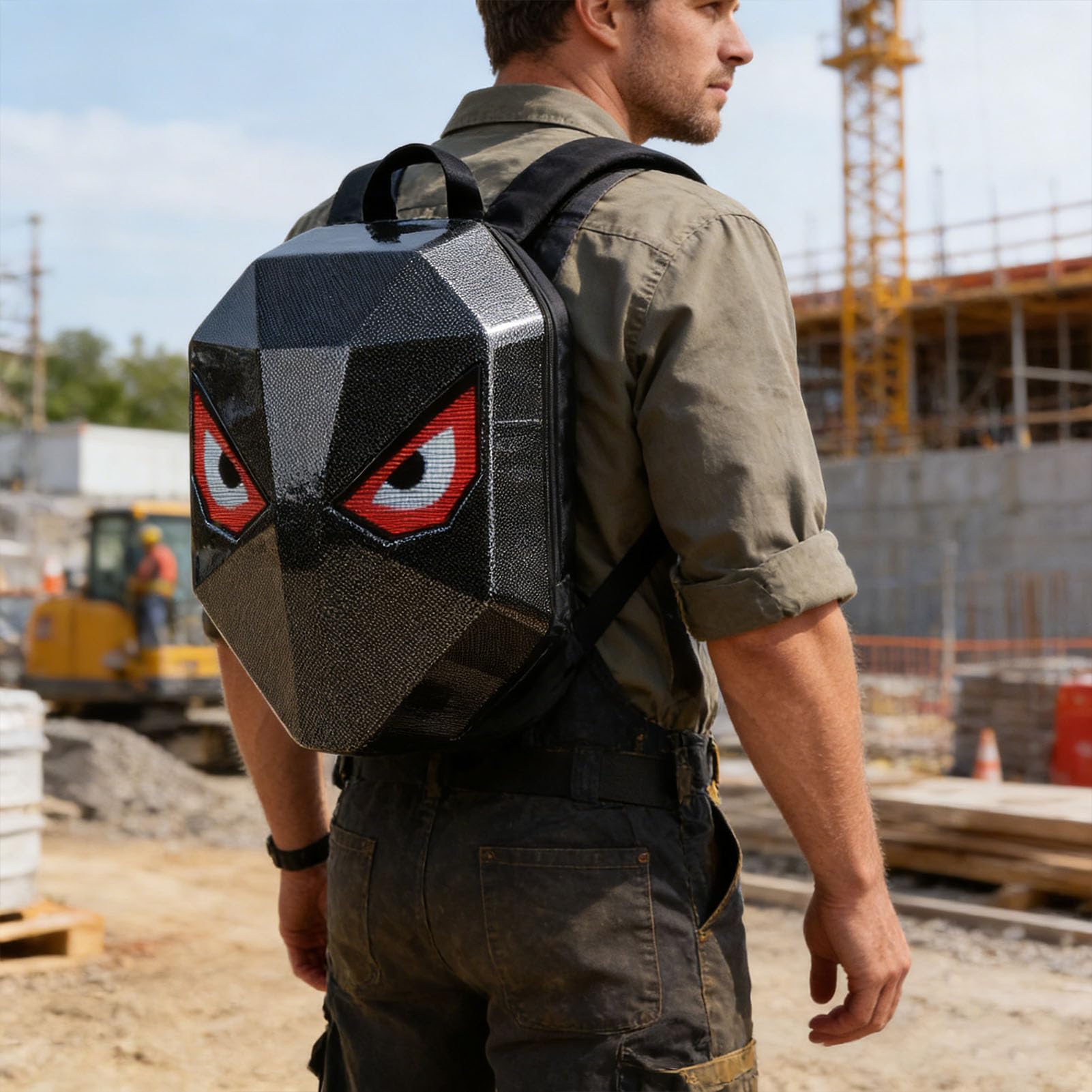 FTVOGUE LED-Rucksack, 3D-Hartschale mit 40 X 48 Vollfarbbildschirm für Textanimation, Bildbearbeitung, Wasserdichte, Diebstahlsichere Laptoptasche für Reisen, Radfahren, Meetings