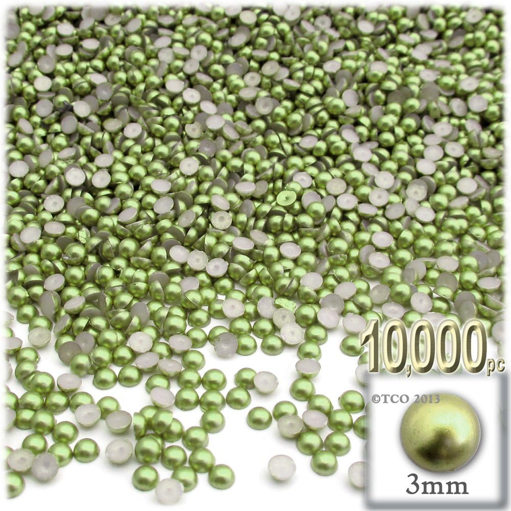 The Crafts Outlet 10,000pc Pearl Finish Half Dome Beads, Round, 3mm, Tulip Red