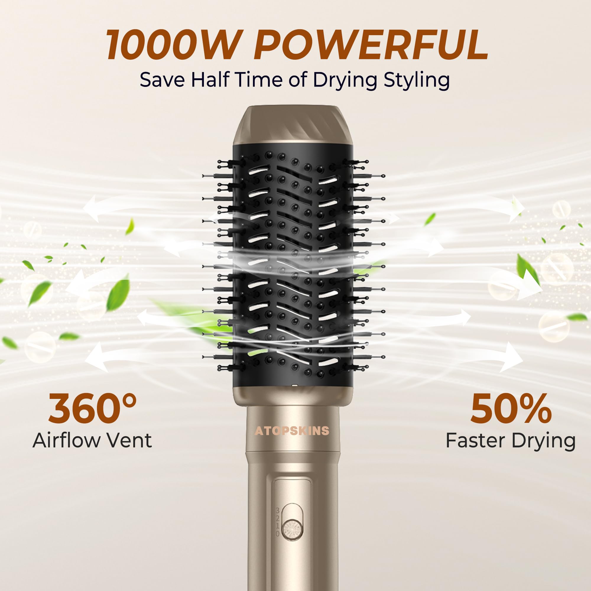 Atopskins Airstyler 6 in 1, Asciugacapelli 6 in 1 Spazzola Asciugacapelli 6 in 1, Hairstyler 6 in 1 Multifunzione Phon Capelli,Spazzola Asciugacapelli, Ioni Air Curler Brush, Regali Set per Donne