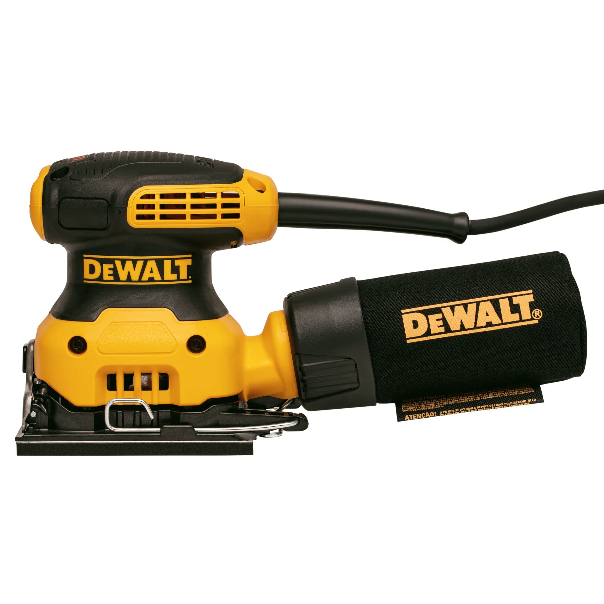 DEWALT Ponceuse Vibrante 1/4 de Feuille, avec Sac à Poussières et Adaptateur d'Aspiration - 230 W - 14000 orb/min, DWE6411-QS + DEWALT Feuille K40, 115 x 115 mm, Set de 10 Pièces, DT3020-QZ