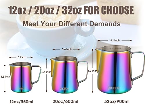 Miniatura 2 de Jarra de espuma de leche, jarra de vapor de espresso de 32 onzas, accesorios para máquina de café capuchino de acero inoxidable, herramientas de