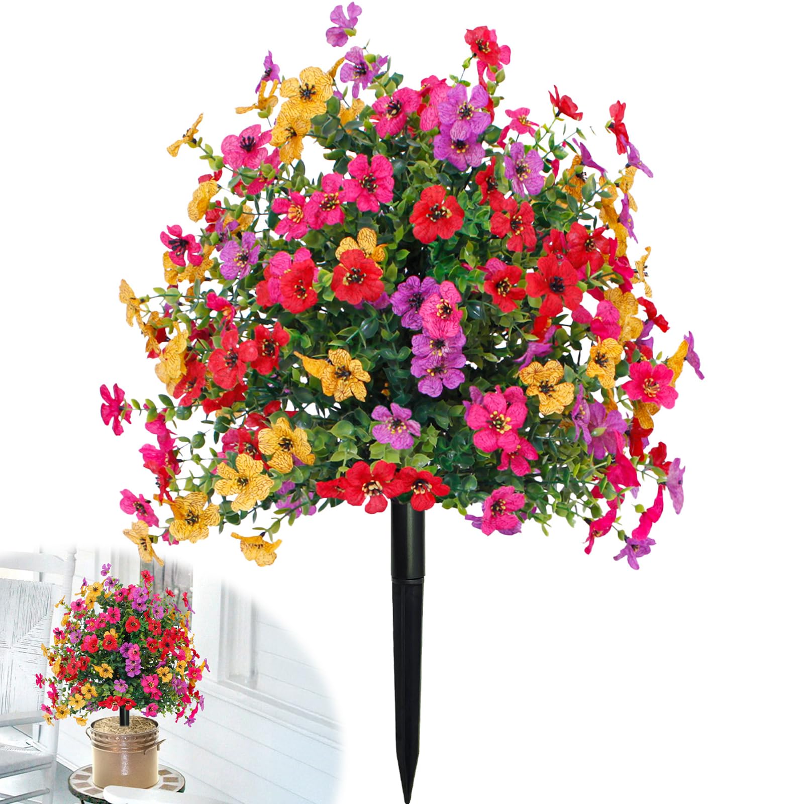Impatiente artificielle avec piquet de fixation 45 cm décorative extérieur