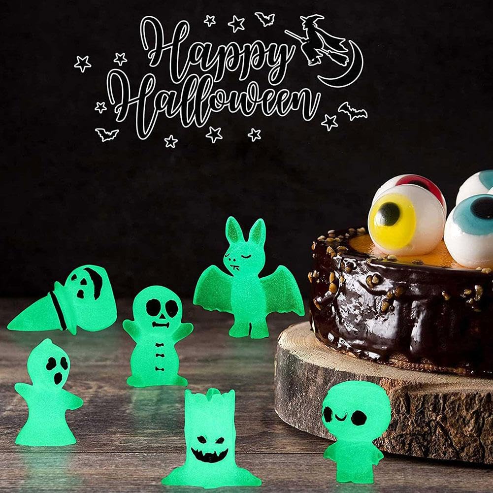 Figurines Fantômes Phosphorescentes - Lot De 12 - Résine Luminescente Pour Déco Halloween, Jardin, Terrarium