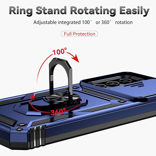 Miniatura 5 de MLDWH Funda para Samsung Galaxy A14 5G con protector de pantalla 2 unidades, soporte de anillo giratorio de 360 con cubierta deslizante para cámara