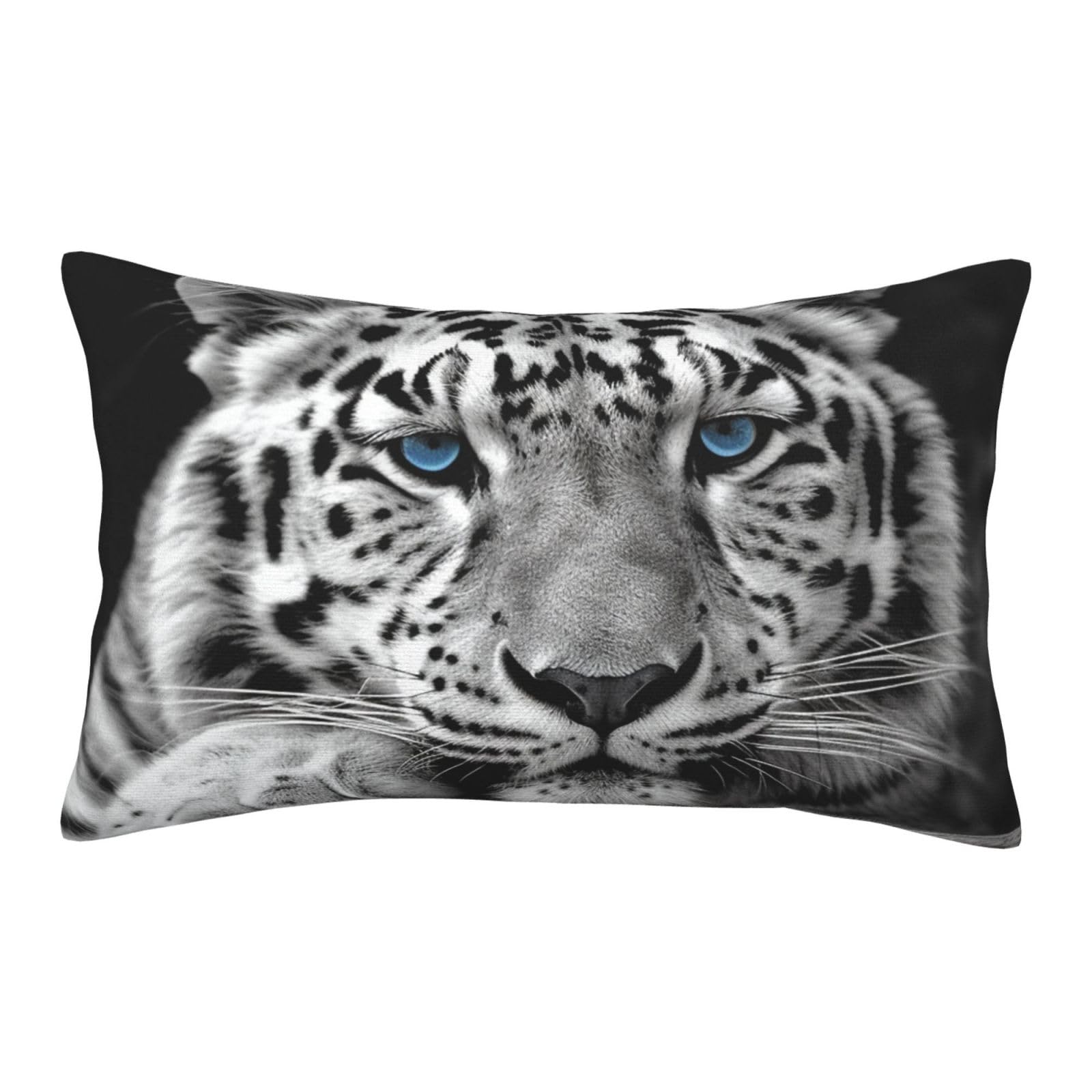 Velvet Pillowcases 20"x30" Ultra Soft Breathable Pillow Cases, Luxury Fuzzy Throw Pillow Covers with Zipper, Black and White Tiger Pillow Shams All Seasons Decorative Cushion Cases for Couch