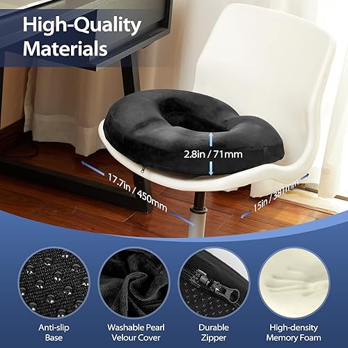 Miniatura 9 de HOMCA Cojín hemmoroide de dona para silla de oficina, alivio del dolor de ciática para sentarse, cojines de espuma viscoelástica prémium para