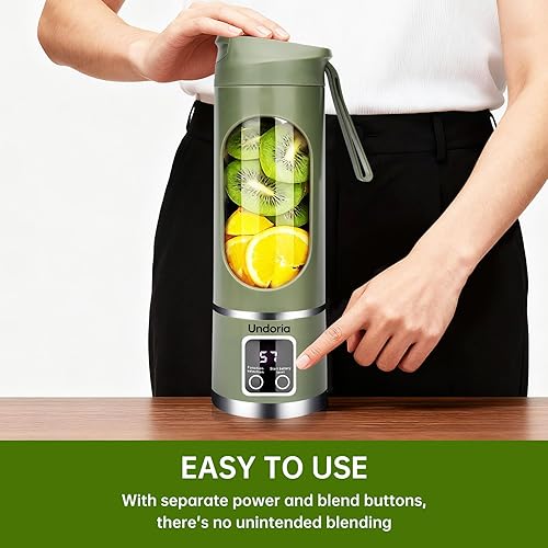 Miniatura 6 de Batidora portátil inalámbrica para batidos y licuados, 12 cuchillas recargable por USB, pequeña licuadora personal de 16 onzas para hielo y frutas