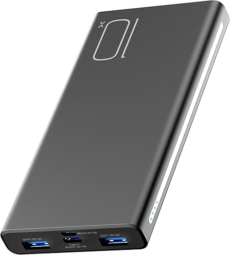 evatronic Cargador portátil de 10000 mAh 15 W, paquete de 2 cargadores portátiles para teléfono, cargador de batería USB-C de carga rápida, batería