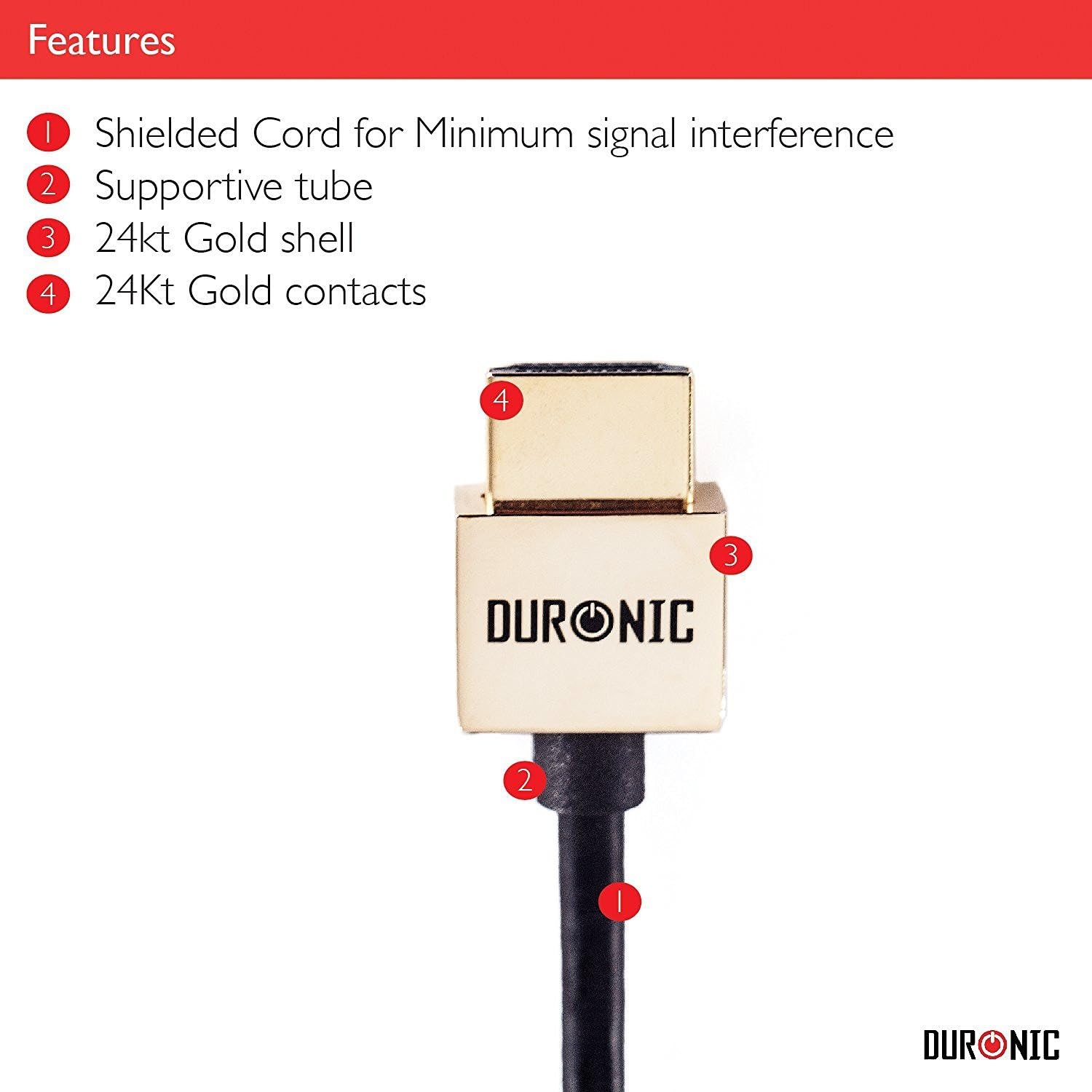 Duronic Professional 201G-AC/2 Gold Plated Mini HDMI to HDMI 2 Metre Cable - Type C to Type A - Perfect for HD Camcorders -2M