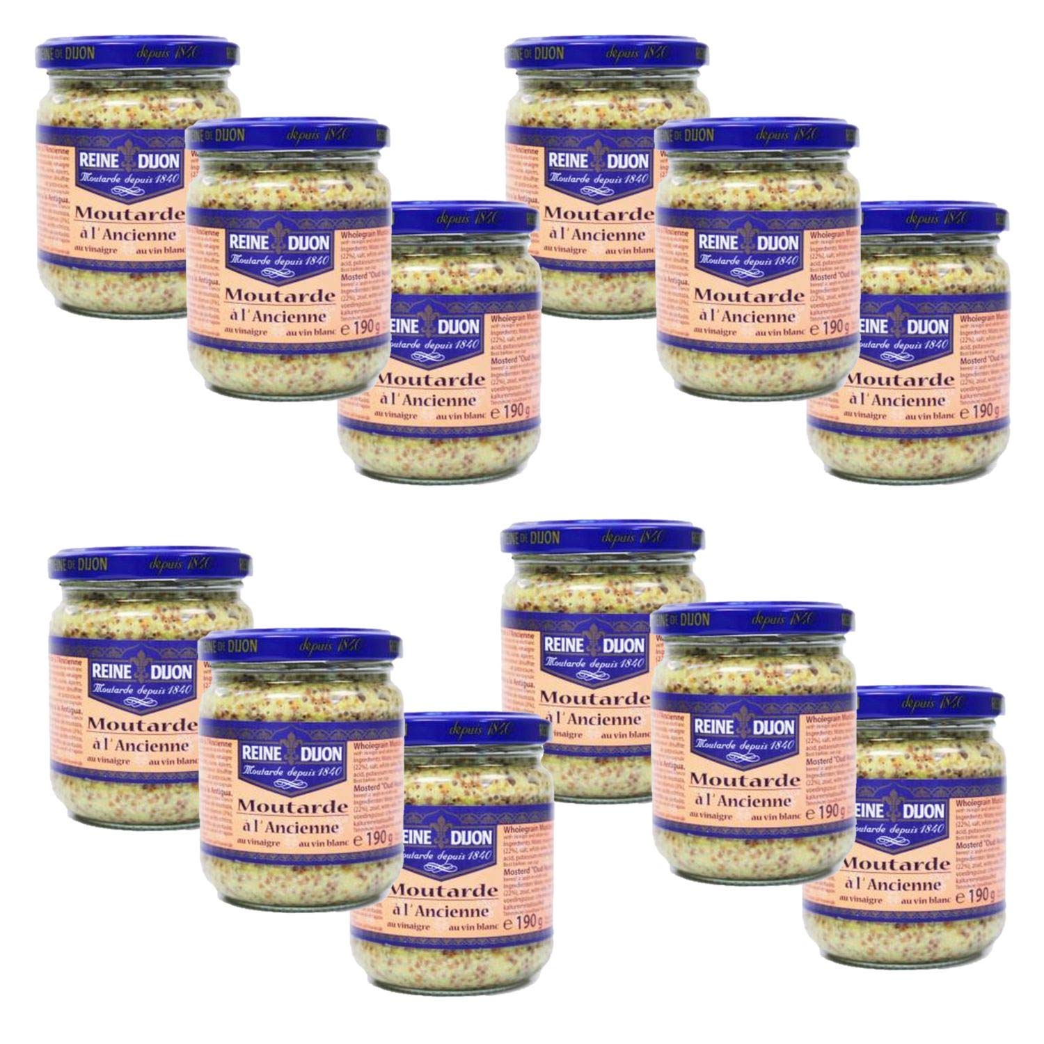 Lot 12x Moutarde à l'ancienne - Reine de Dijon - pot 190g