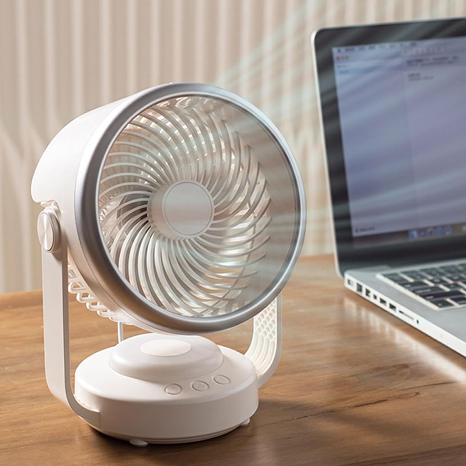 Desk Fan Air Circulators with 2 Gear LED Table Quiet Operating for Bedroom Electric Desktop 4 Speed Battery Operated