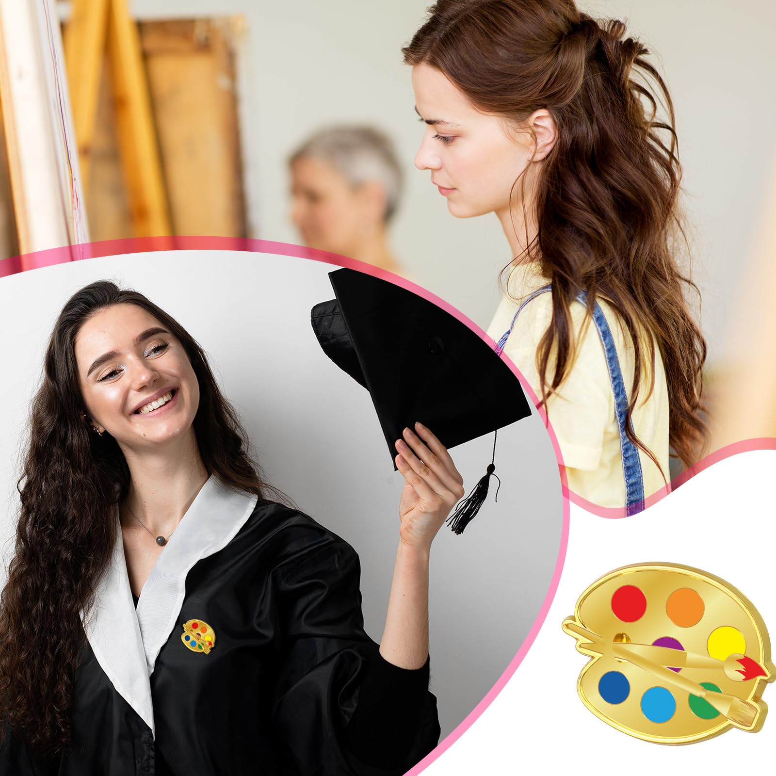 Liliaafar Farbpalette und Pinsel, Künstler, Emaille, Anstecknadel, Hut, Krawattennadeln, Set, Kunstmotive Broschen für Abschluss, Klassenkameraden, Freunde, Kunstliebhaber, Studenten, Lehrer