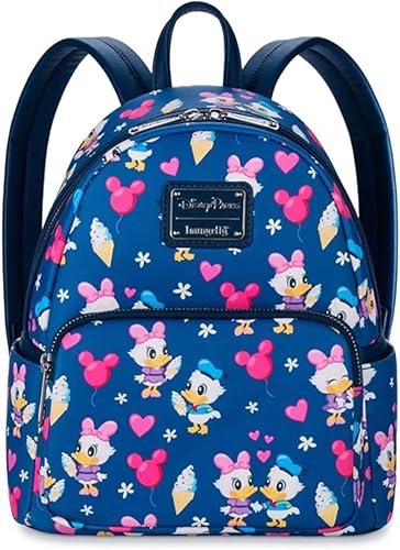 Loungefly - Disney - Donald Duck y Daisy Duck - Globos y helado - Mini mochila de moda, Azul, Mochila Donald and Daisy