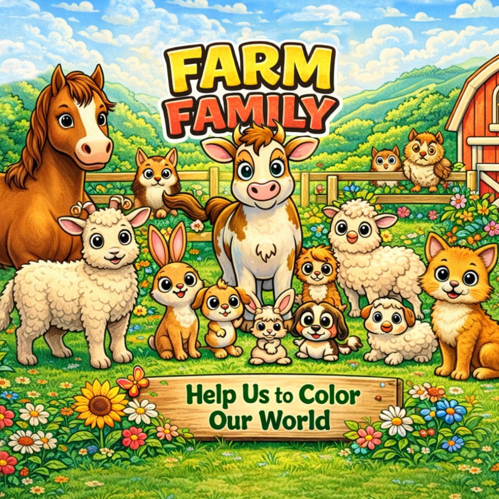 FARM FAMILY-Coloring Book: HELP US TO COLOR OUR WORLD