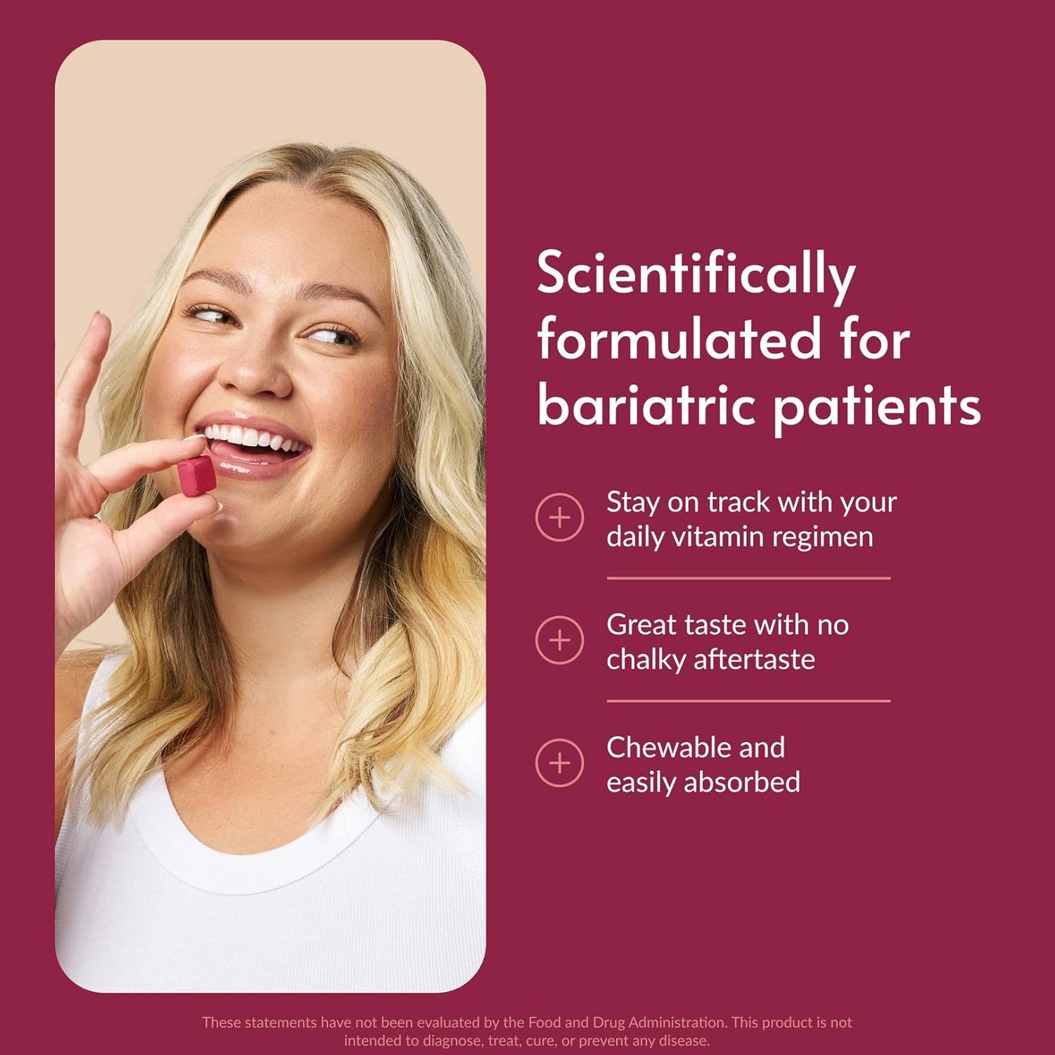 Bariatric Advantage Multi Chewy Bite - Soft Chew Multivitamin for Bariatric Surgery Patients - Chewable Multivitamin with Folic Acid, Vitamin D3 & More - Assorted Fruit Flavor - 60 Count - Image 2