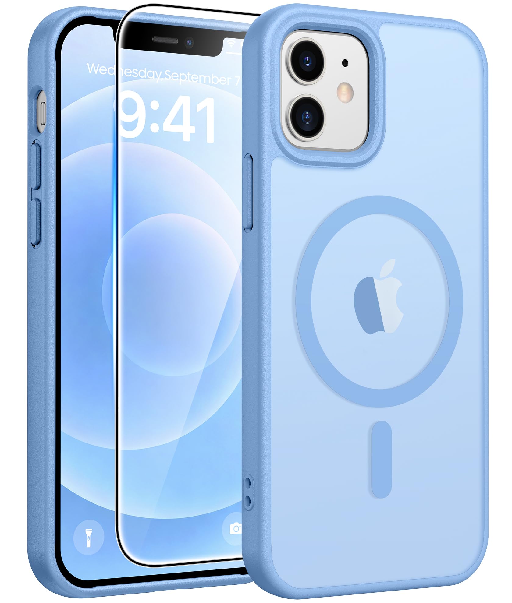 FNTCASE for iPhone 13 Mini/iPhone 12 Mini Case, Fit for Magsafe Light Blue