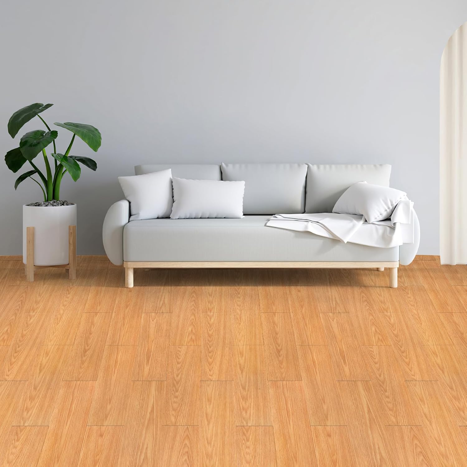 Peel and Stick Vinyl Floor Tile Vinyl Flooring Planks for DIY Installation, Self-Adhesive and Waterproof Tile Sticker for Bedroom, Living Room, Kitchen, Brown, 40-Pack