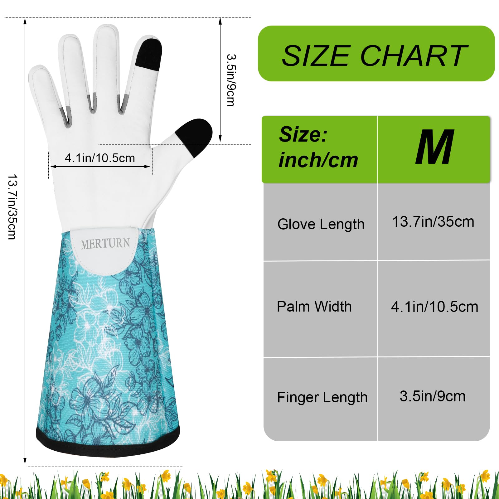 Gants de jardinage longs en cuir pour femme - Résistant aux épines - Design écran tactile - Gants de jardin pour le travail de la cour