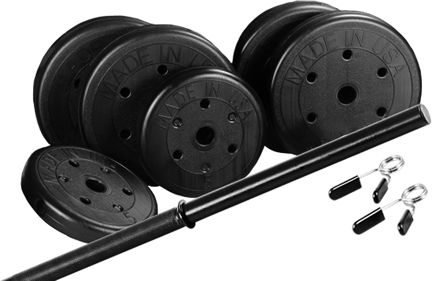 US Weight Duracast 55 lb. Barbell Weight Set for home gym workout
