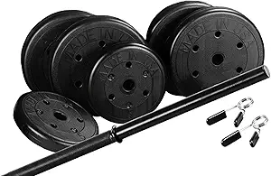 US Weight Duracast 55 lb. Barbell Weight Set for home gym workout