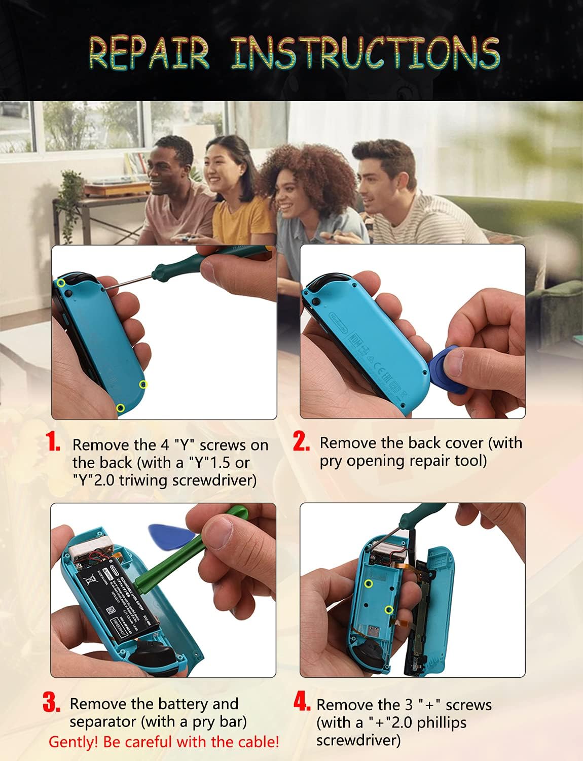 4 Pack Joycon Joystick Replacement Joy Con 3D Analog Stick Parts for Nintendo Switch and Switch Lite Controller, Joy Con Repair Kit, Screwdriver Repair Tool Kit : Everything Else