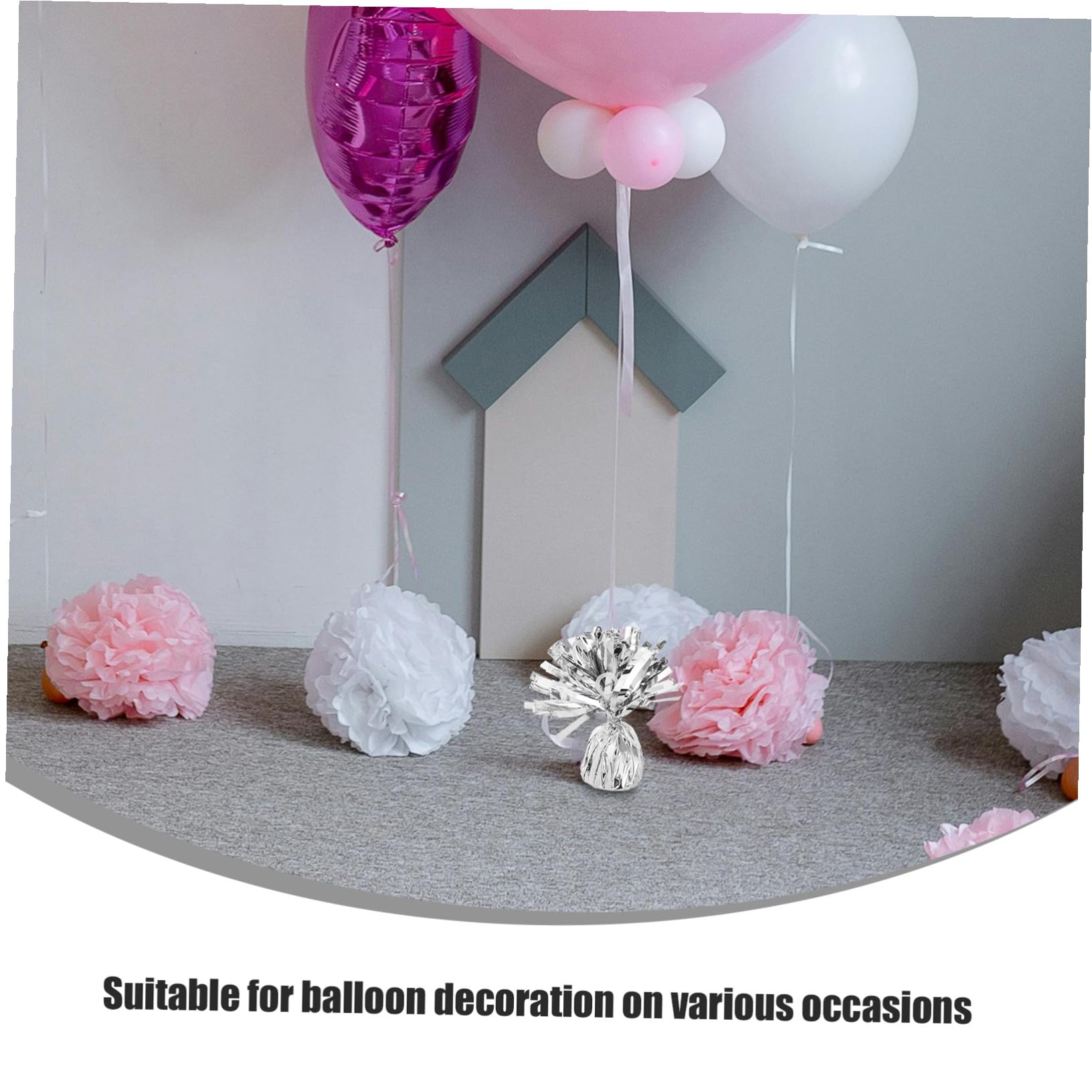 6 Stück Ballongewichte für Party und Hochzeit aus Pet und Zement Einfache Befestigung Elegantes Silbernes Design für Ballons und Festdekoration