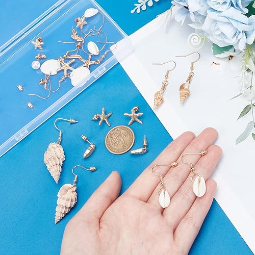 Miniatura 3 de PH PandaHall 14 pares de aretes de concha de estrella de mar, aretes de aro de conchas marinas, aretes de sirena para disfraz de sirena, aretes de